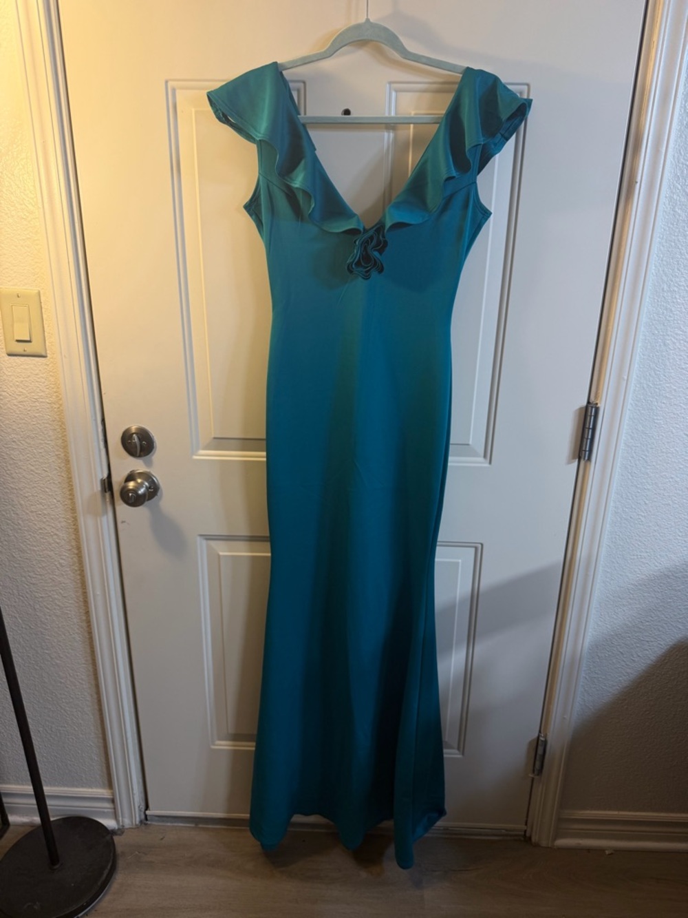 Teal Ruffle Mermaid Maxi Dress Small Formal Evening Gown